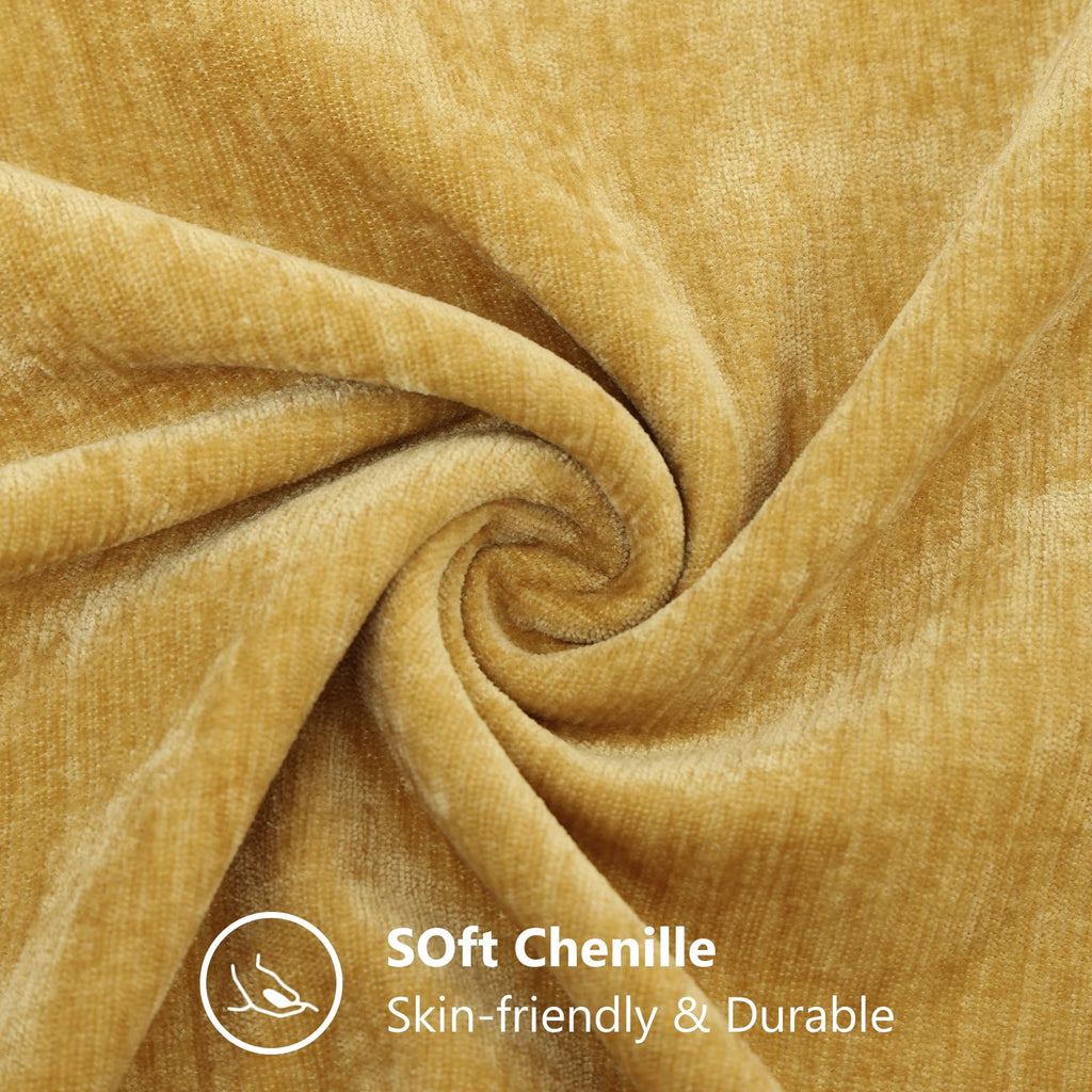 Decoruhome Couch Throw Pillow Covers 20X20 Set Of 2, Decorative Soft Chenille Solid Dyed Pillow Covers For Sofa Bed Living Room, Mineral Yellow