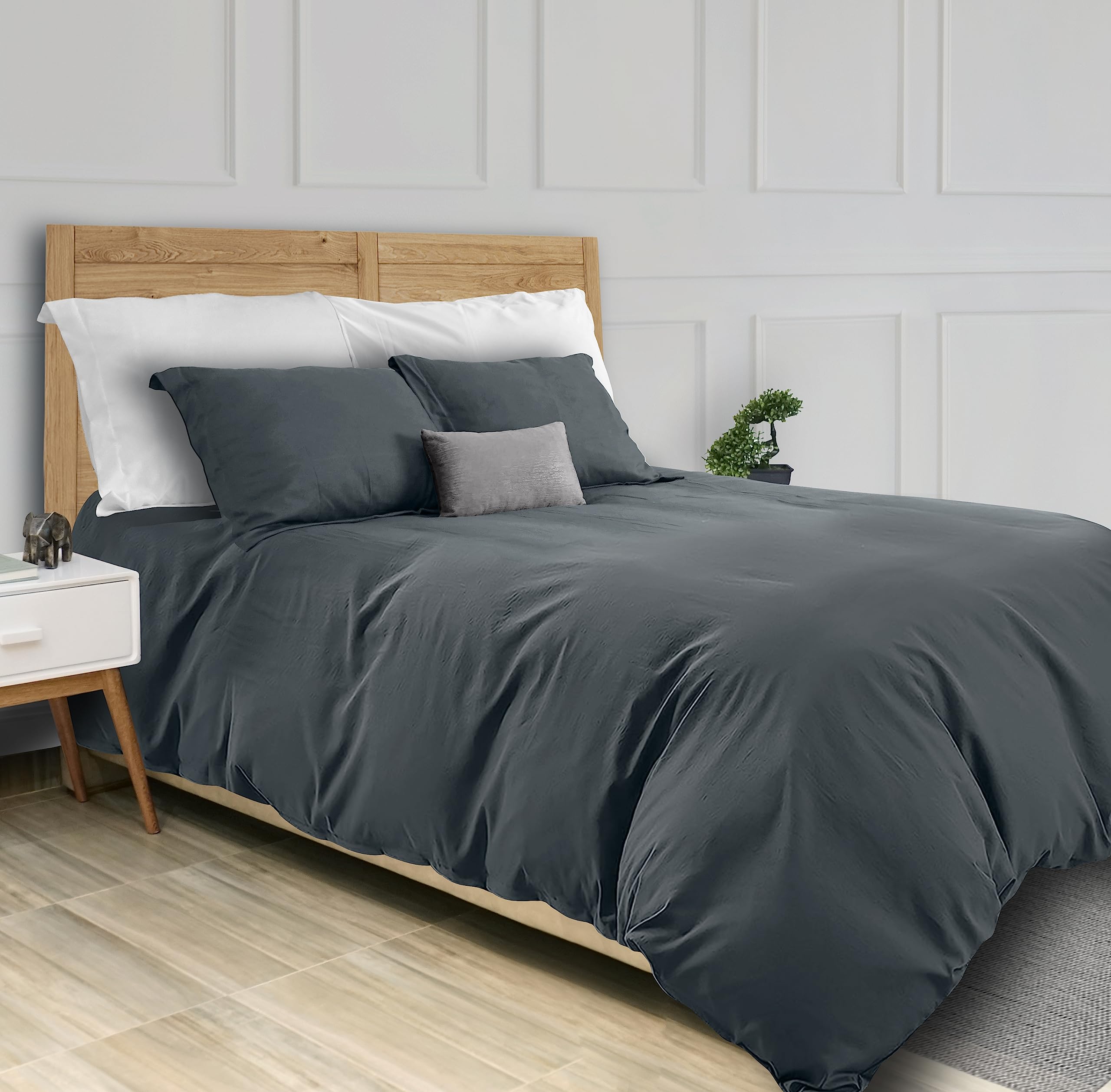 White Classic Grey Duvet Cover King Size, Microfiber Duvet Cover With Zipper, Duvet Cover Set Of 1 Down Comforter Cover With 2 P
