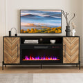BELLEZE 68 TV Stand with 36 Electric Fireplace Heater, Entertainment Center with Storage Cabinet, Console Table for TVs up to 75