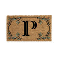 Evergreen Monogram Coir Doormat | Letter P | Front Door Mat For Outdoor Indoor Entrance | 28X16 Inches | Non-Slip Backing Doorwa