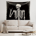 Riyidecor Skull Skeleton Tapestry Wall Hanging 51Hx59W Inch Funny Black And White Theme Home Decor For Men Women Gothic Hippie H