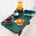 Nnewvante Couch Cup Holder,3 in 1 Large 15.36x9.85 Bamboo Sofa Arm Clip on Tray Table with 360Rotated Phone/Drink Holder, Dark G