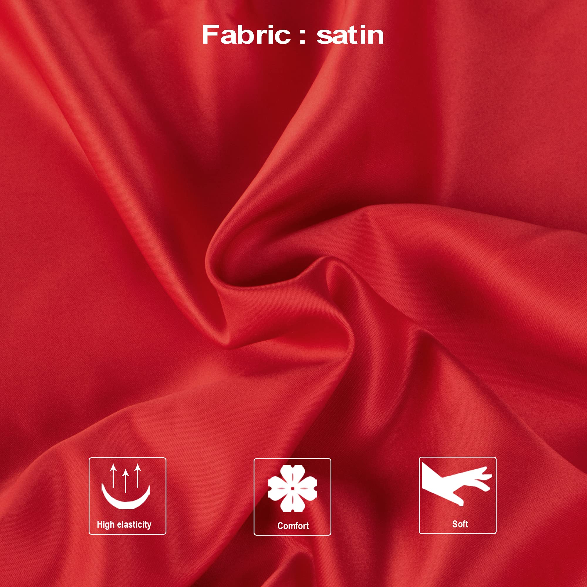 Ntbay Zippered Satin Pillow Cases For Hair And Skin, Luxury King Hidden Zipper Pillowcases Set Of 2, 20X36 Inches, Red