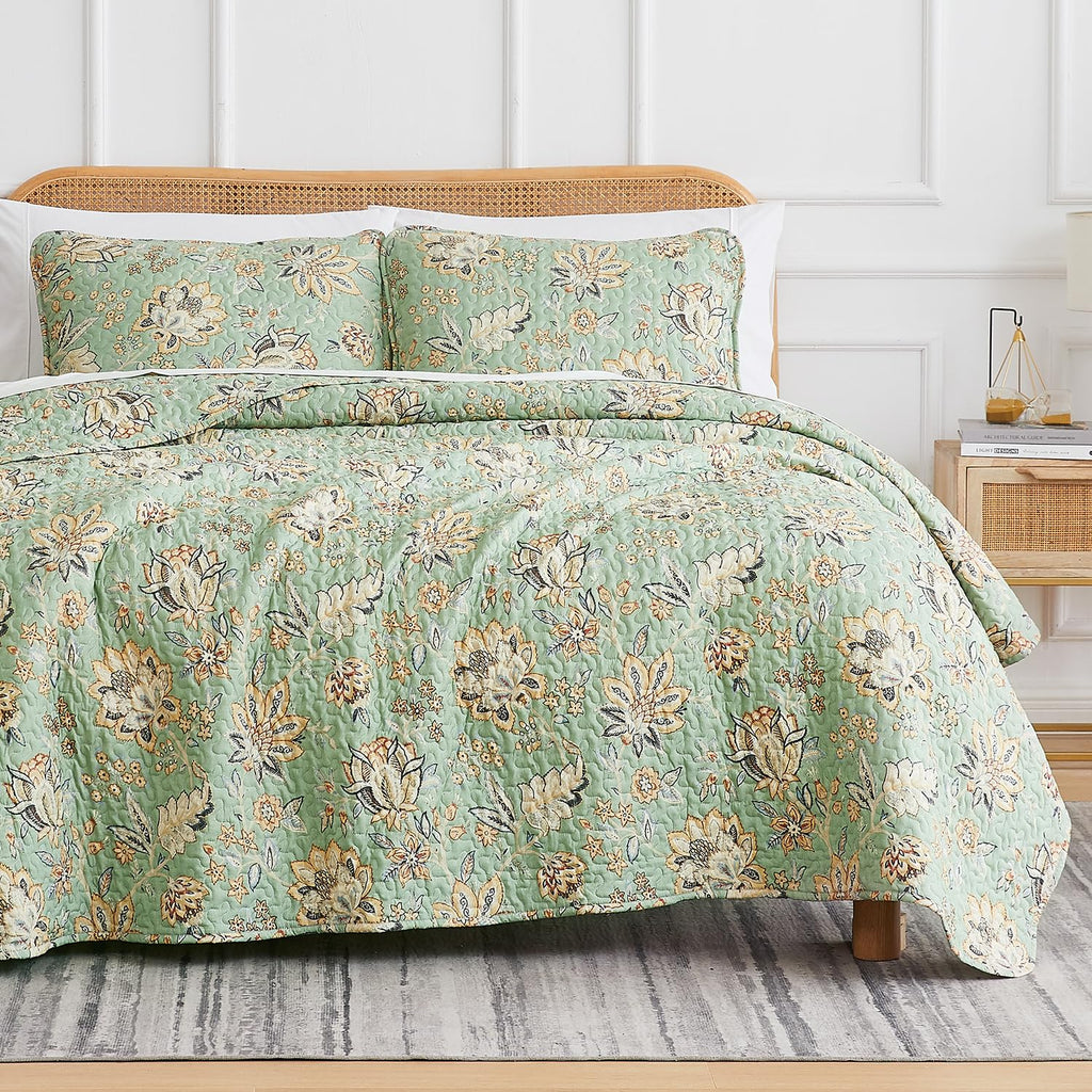 Southshore Fine Living, Inc. Oversized King Quilt Bedding Set, Jacobean Willow Floral Quilt Set With 2 Matching Pillow Shams, Li