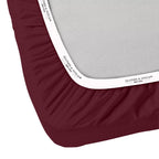 Feather & Stitch 100% Cotton 1 Piece Damask Stripe Twin Fitted Sheet 500 Thread Count Burgundy 18' Extra Deep Pocket Luxury Sateen Weave Stretchable Boxer Elastic Fits Mattress Perfectly