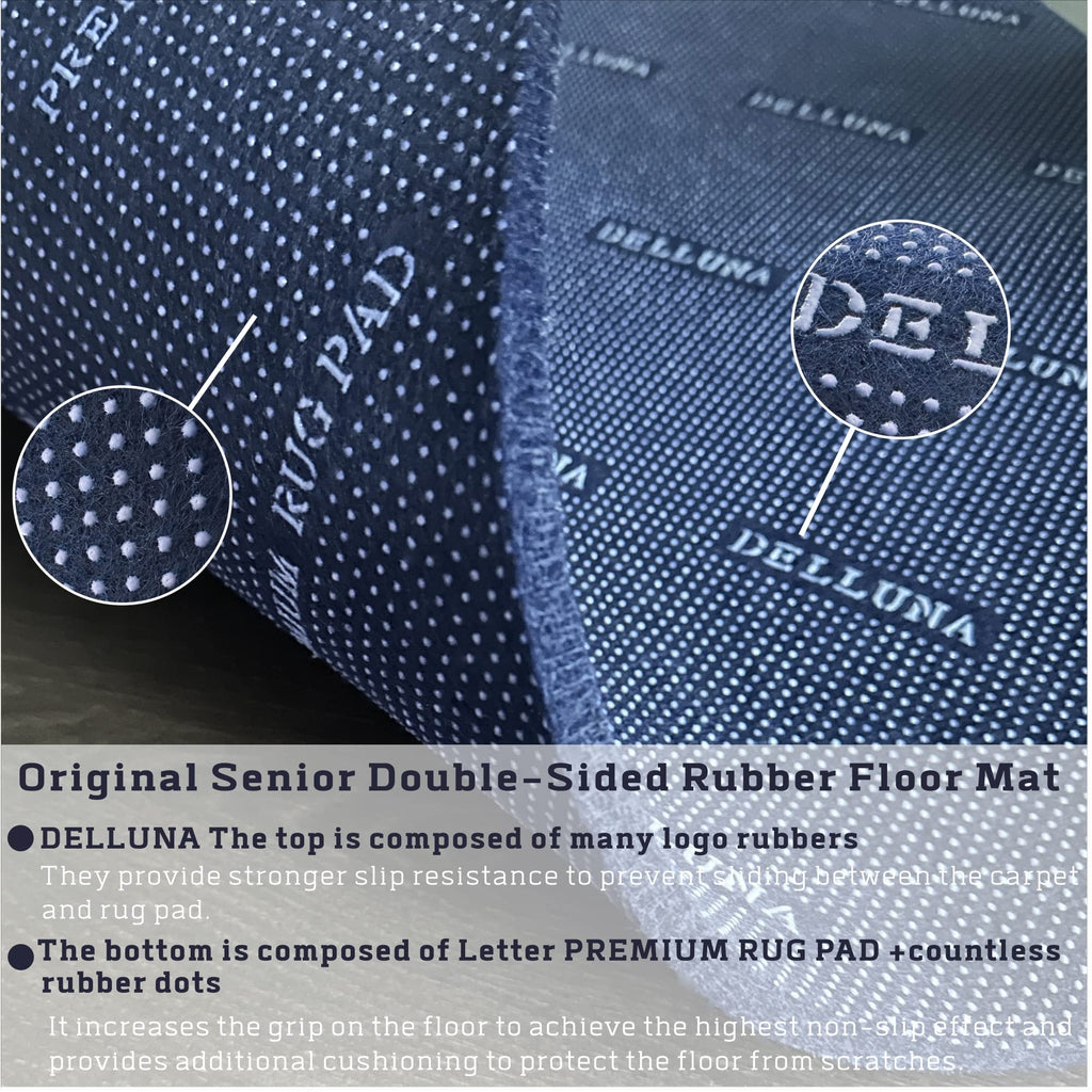 Delluna Non-Slip Area Rug Pad 5'X7', 3/8'' Thick Double Side Rubber + Felt, Premium Deluxe Cushioned- Safe For All Floors, Adds