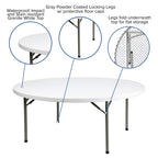Flash Furniture Elon 6' Round All-Occasion Plastic Folding Event Table, Foldable Portable Banquet Table for Indoor/Outdoor Events, White