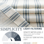 Jinchan Linen Kitchen Curtains Striped Tier Curtains 24 Inch Cafe Curtains Farmhouse Small Curtains Balanced Stripe Half Window Curtains Light Filtering For Bathroom Laundry 2 Panels Blue On Beige