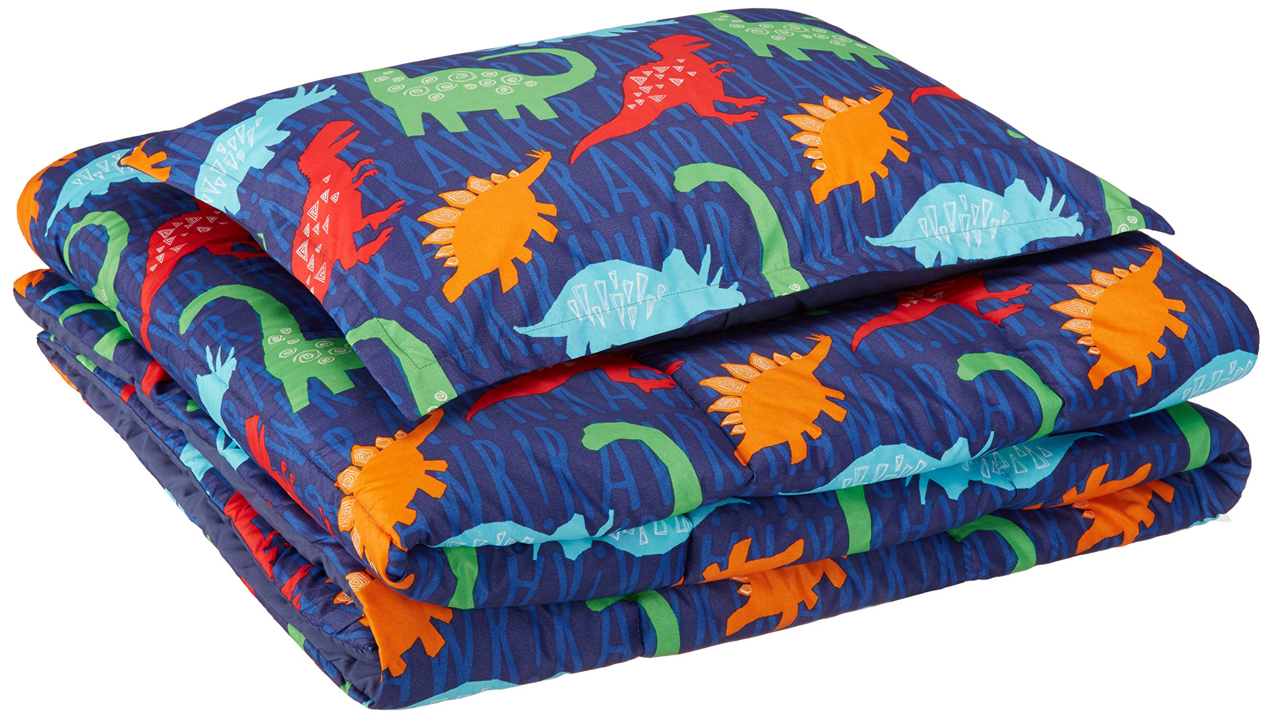 Amazonbasics KidS Comforter Set  Soft, EasyWash Microfiber  Twin, MultiColor Dinosaurs