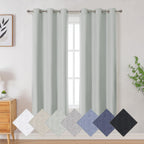 Aiyufeng Light Green Total Blackout Curtains 63 Inches Long 2 Panels, Textured Full Room Darkening Panels, Faux Linen Look Therm