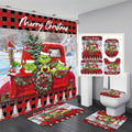 Bpwasxda 4Pcs Christmas Shower Curtain Sets with Non-Slip Rugs, Toilet Lid Cover and Non-Slip U Shape Bath Mat, Bathroom Sets wi