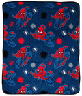 Marvel Spiderman Plush Throw Blanket - Measures 50 X 60 Inches - Kids Super Soft Blue Fleece Superhero Bedding