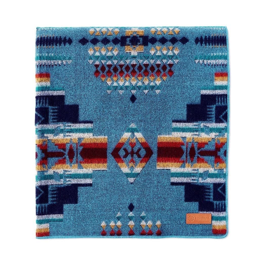 HomeRoots Multi-Color 100% Mod-Acrylic Material Under The Sea Blue Tribal Print Throw Blanket