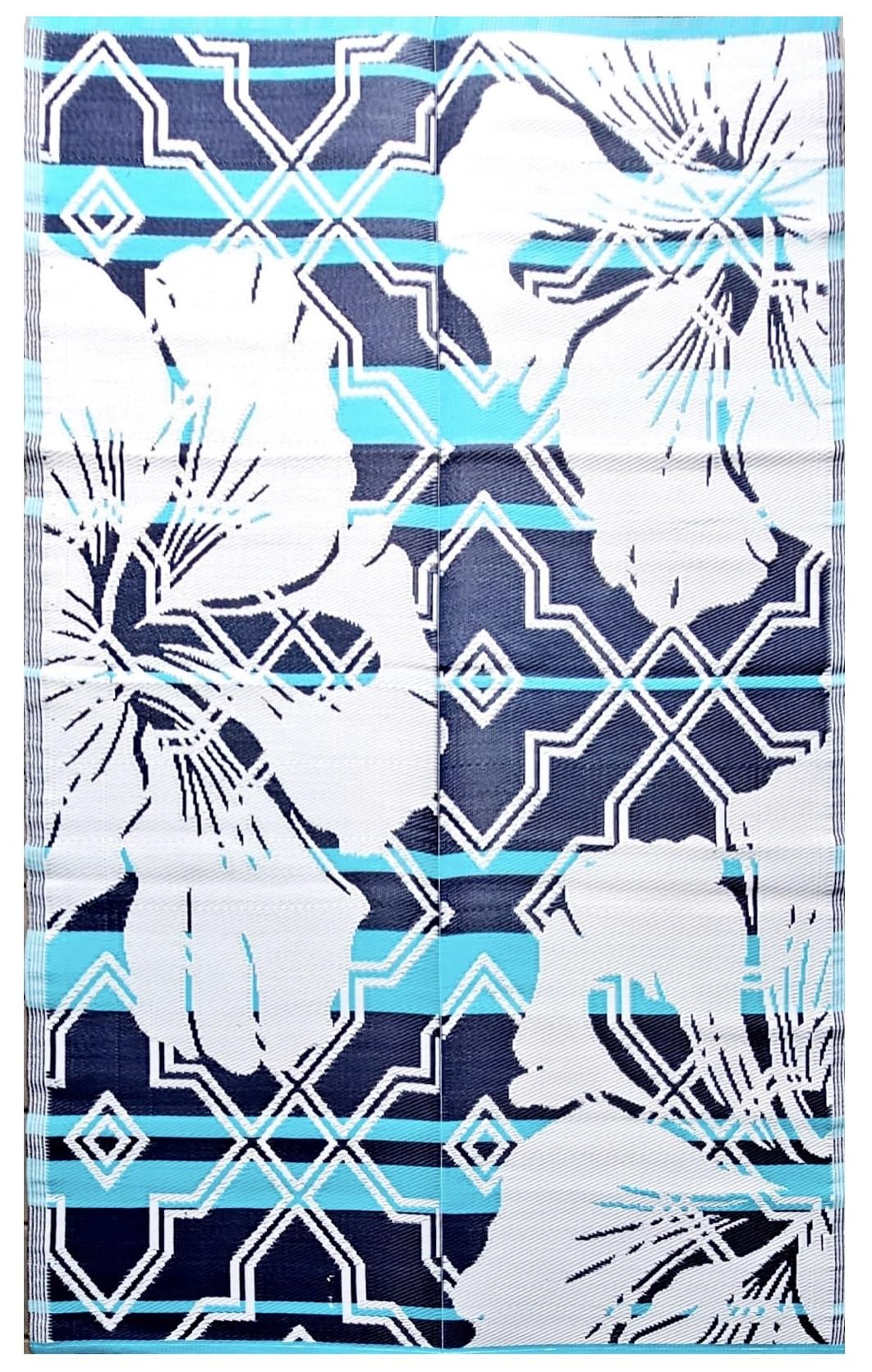 Balajeesusa Outdoor Rugs 6X9 Blue Patio Decor Waterproof Reversible And Durable Rv Camper Awning Mat Large Plastic Straw Beach P