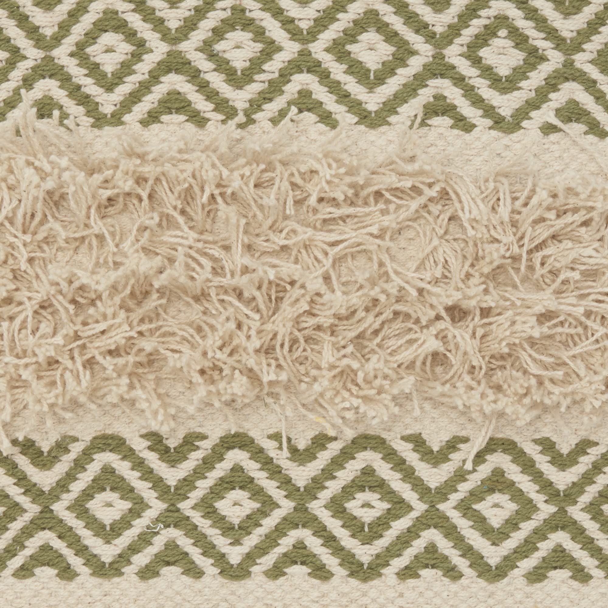 HomeRoots 100% Cotton Sage Diamond Patterned Throw Pillow