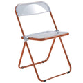 Lawrence Acrylic Folding Chair With Orange Metal Frame