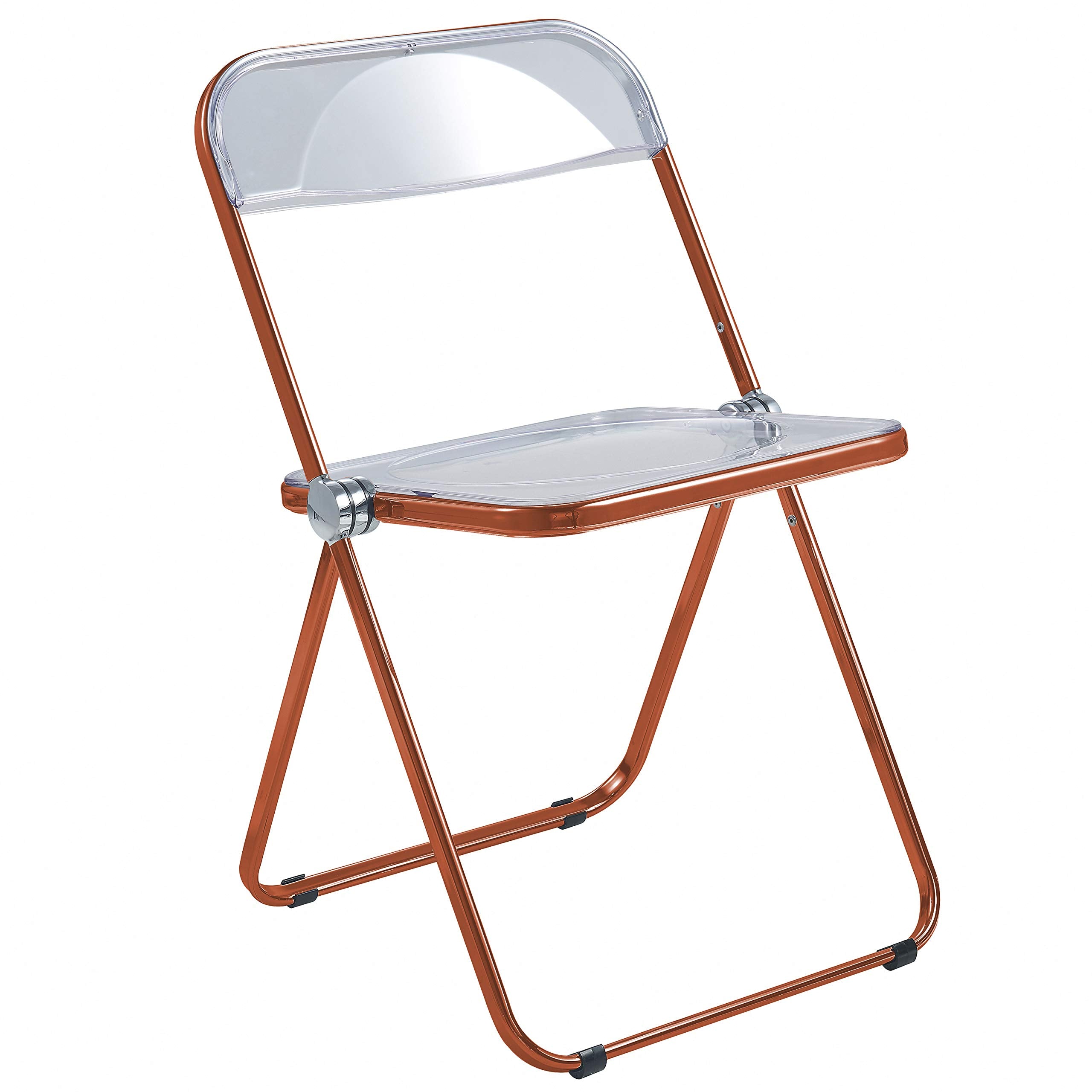 Lawrence Acrylic Folding Chair With Orange Metal Frame