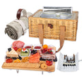Hap Tim Wicker Picnic Basket For 4 With Mini Folding Wine Picnic Table & Large Insulated Cooler Bag & Cutlery Service Kits For 4