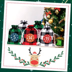 24 Pcs Christmas Advent Calendar Bags, Christmas Advent Calendar Burlap Bags, Hanging Candy Gift Bags With Drawstring, 24 Days C