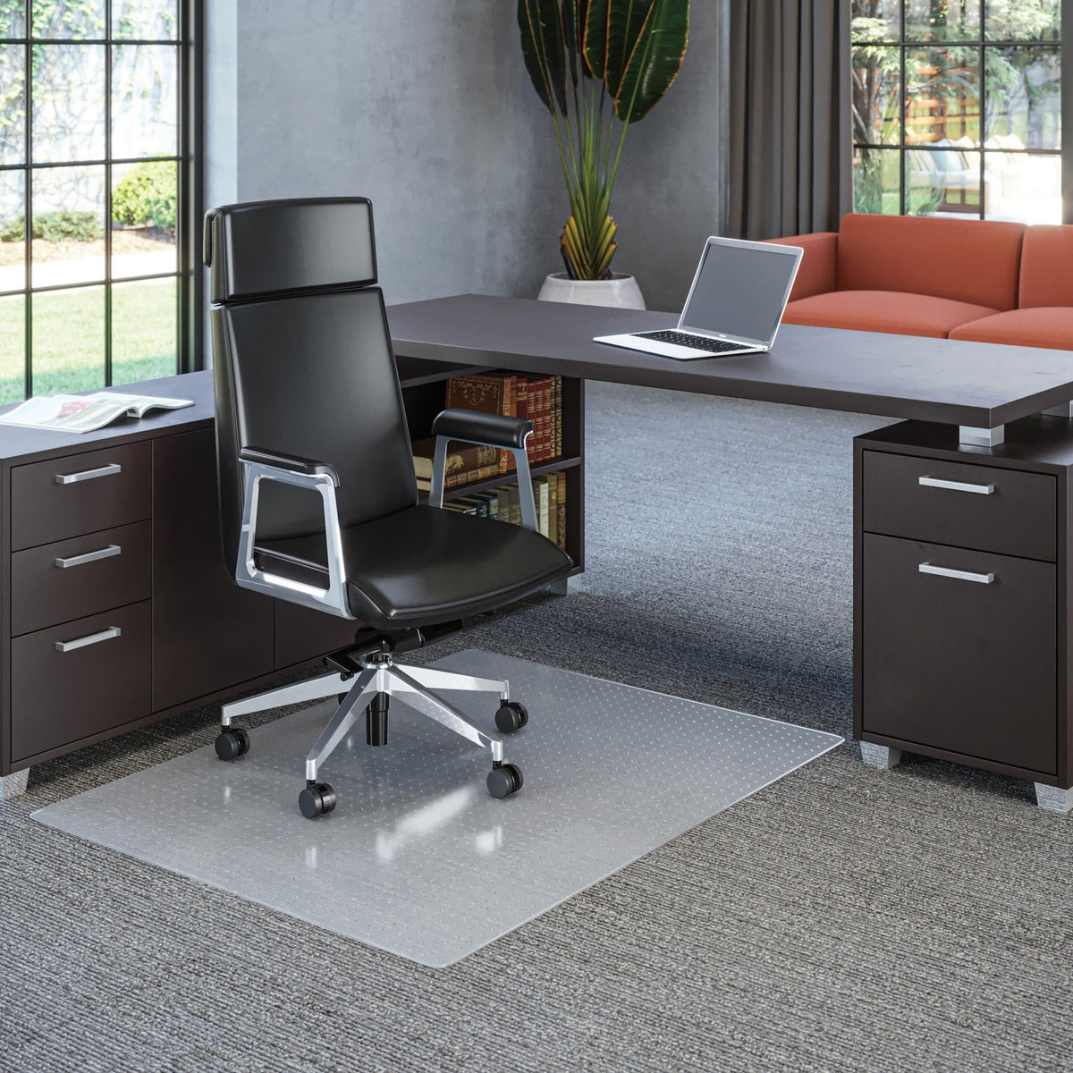 Deflecto Polycarbonate Economat, Clear Chair Mat, All Carpet Types Use, Rectangle, Straight Edge, 46' X 60', Clear