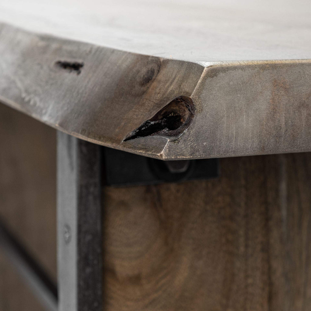 HomeRoots Rectangular Medium Brown Live Edge Mango Wood Console Table with Plank Like Legs