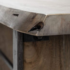 HomeRoots Rectangular Medium Brown Live Edge Mango Wood Console Table with Plank Like Legs