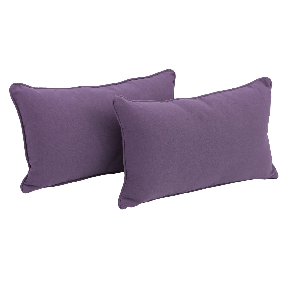 Blazing Needles Double-Corded Solid Twill Back Support Pillows with Inserts (Set of 2), 20&quot; x 12&quot;, Grape