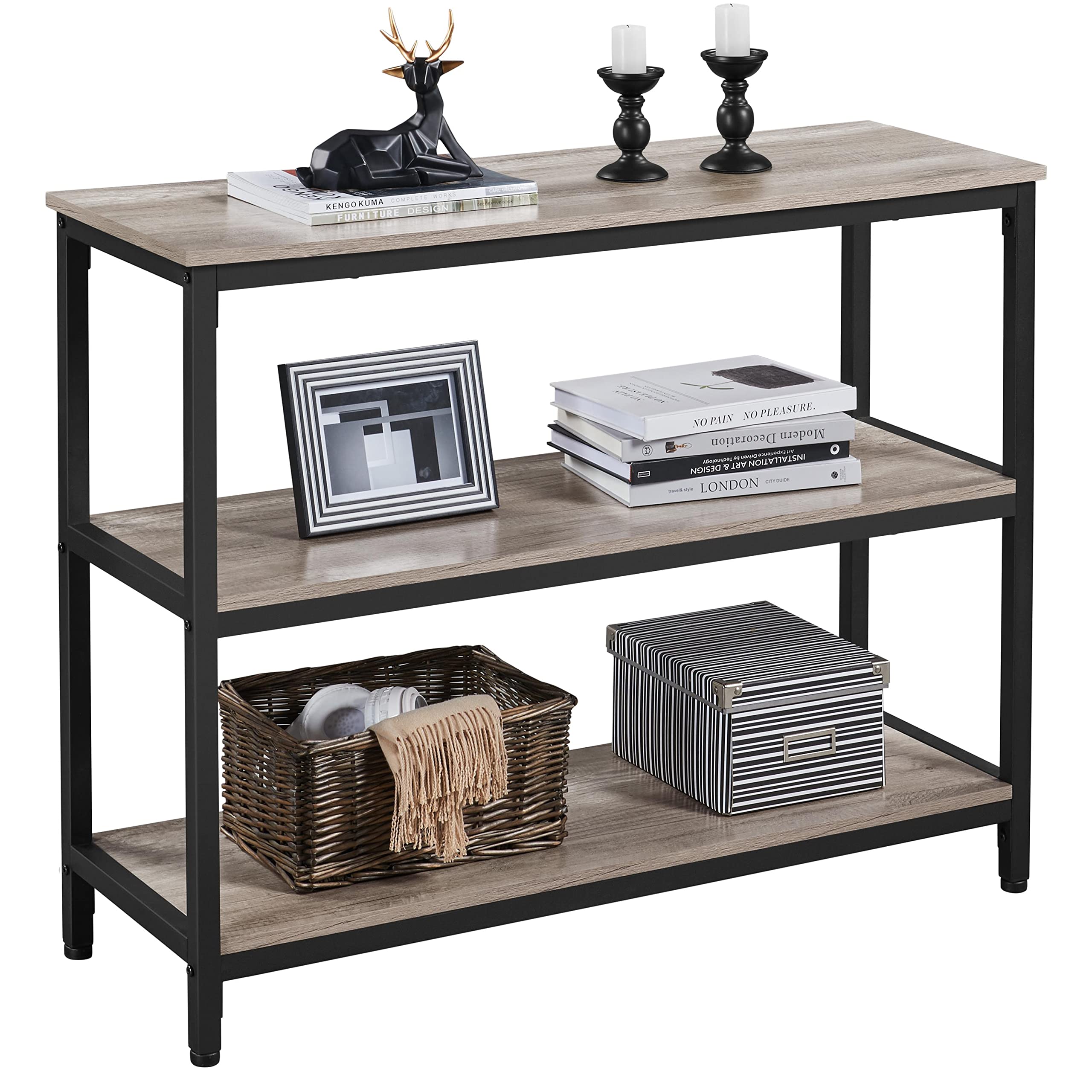 Yaheetech Entryway Table with Storage Shelves, 40 Inch Console Table with Metal Frame, Wood Behind Couch Sofa Tables for Entrywa