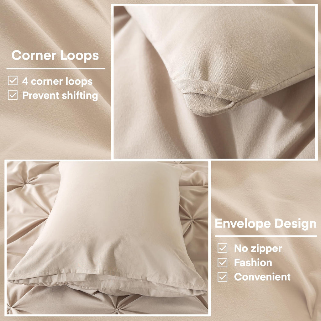 Andency California King Comforter Set Wheat (104X96Inch), Pinch Pleat Cal King Comforter Set 3 Pieces, Oversized King Pintuck Bed Comforter, Microfiber Down Alternative Comforter Bedding Set