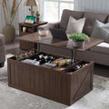 IFGET 48  Lift Top Coffee Table, Farmhouse Cocktai with Sliding Groove Barn Door, Rustic Wood Center Table w/Double Storage Spac
