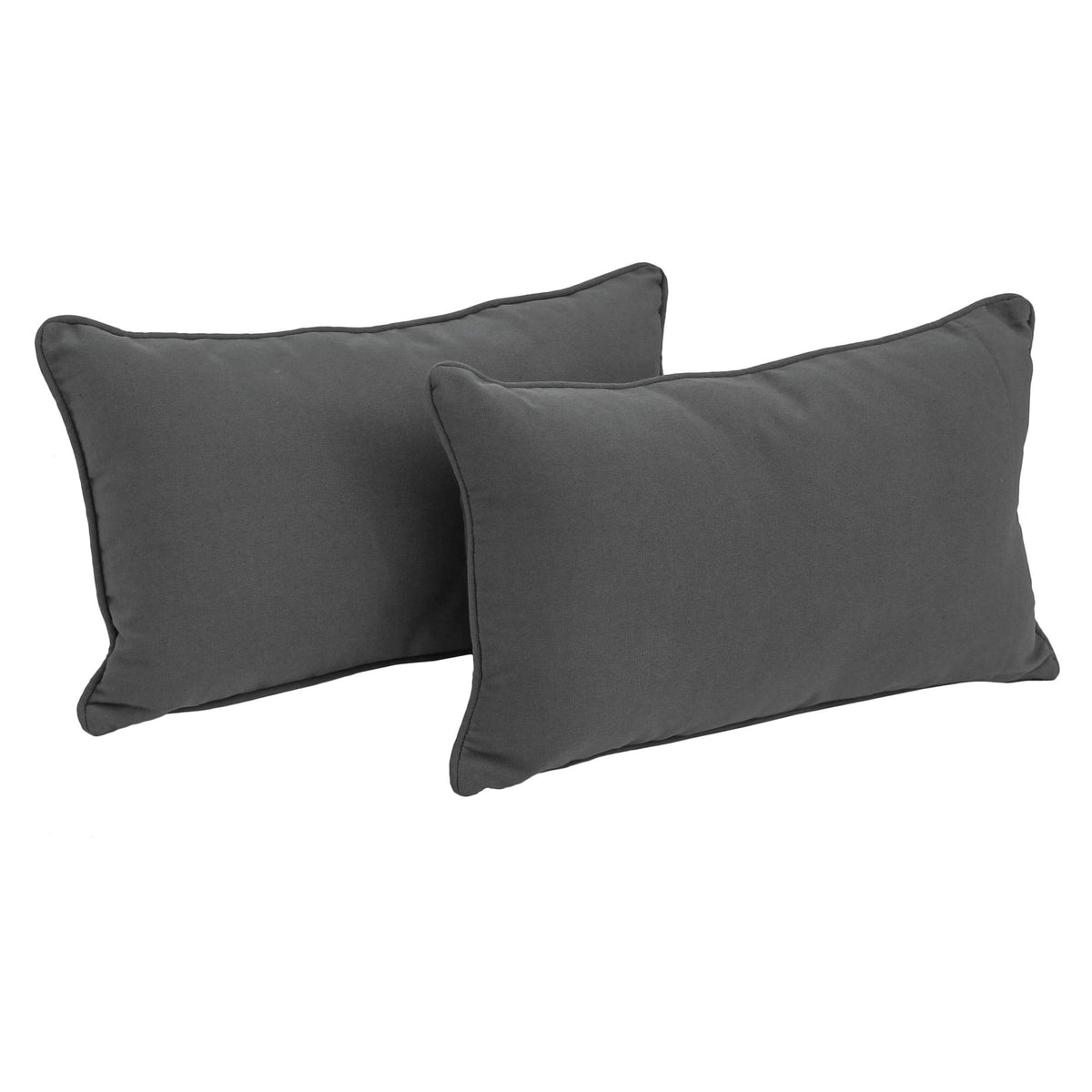 Blazing Needles Corded Twill Throw Pillows (Set of 2), 20&quot; x 12&quot;, Steel Grey