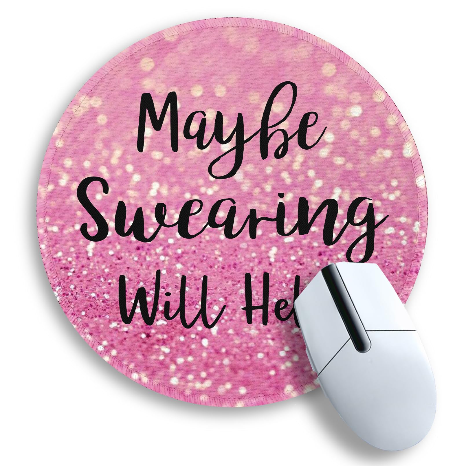 Gctriki Computer Mouse Pad, Funny Pink Mouse Pads For Desk, Small Round Travel Mousepad For Work Laptop Gaming, Cute Pink Home O