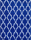 Mad Mats Geometric Outdoor Rug, Reversible Plastic Mat (4' X 6', Casa Blanca - Blue/White)