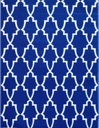 Mad Mats Geometric Outdoor Rug, Reversible Plastic Mat (4' X 6', Casa Blanca - Blue/White)