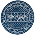 SAFAVIEH Tulum Collection Area Rug - 3 Round, Navy & Ivory, Moroccan Boho Distressed Design, Non-Shedding & Easy Care, Ideal fo
