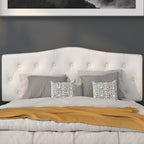 Flash Furniture Cambridge Tufted Upholstered Headboard For Queen Size Bed, Contemporary Fabric Tufted Headboard With Adjustable Height, White