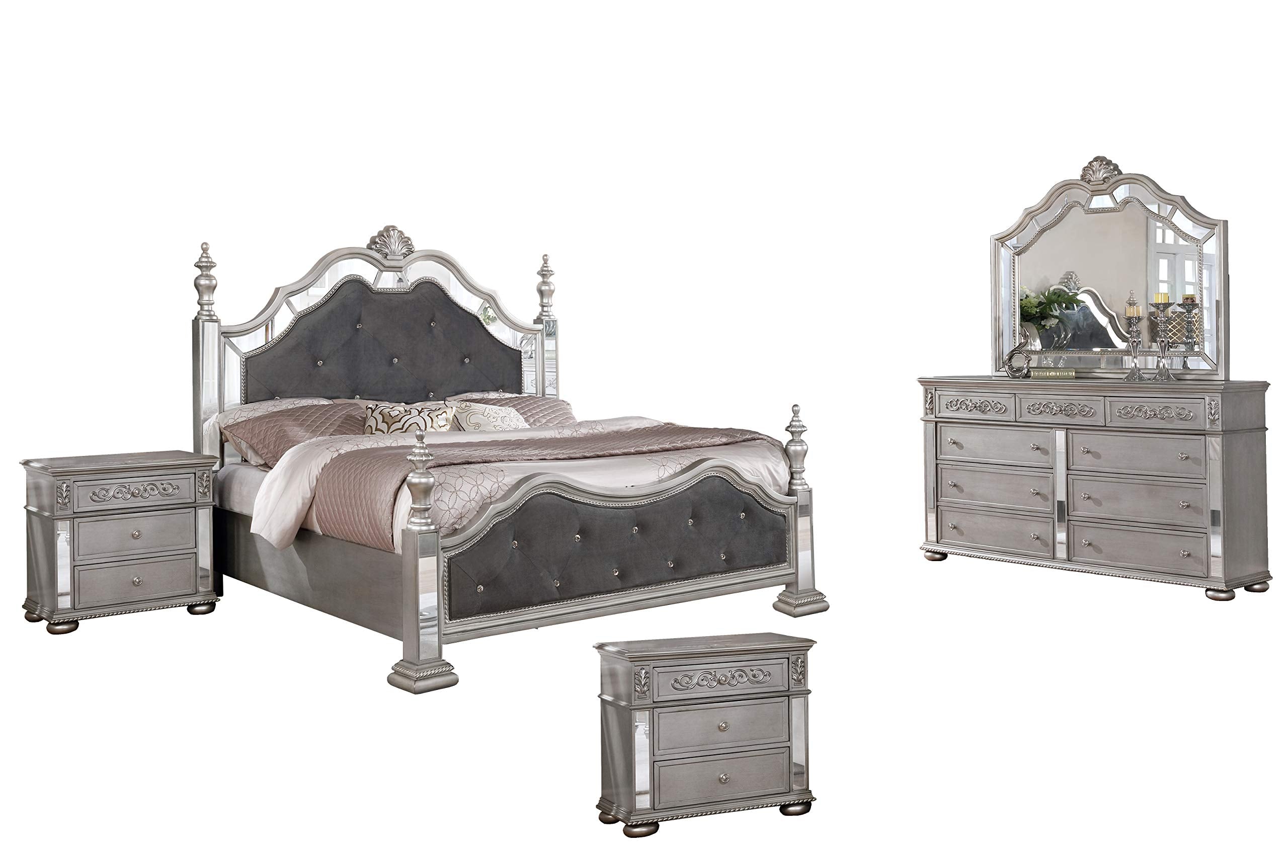 Best Quality Furniture B810 5Pc Queen With Nightstand, Gray