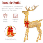 Best Choice Products Gold Lighted Christmas Deer Family Set 5Ft Outdoor Yard Decoration with 360 LED Lights