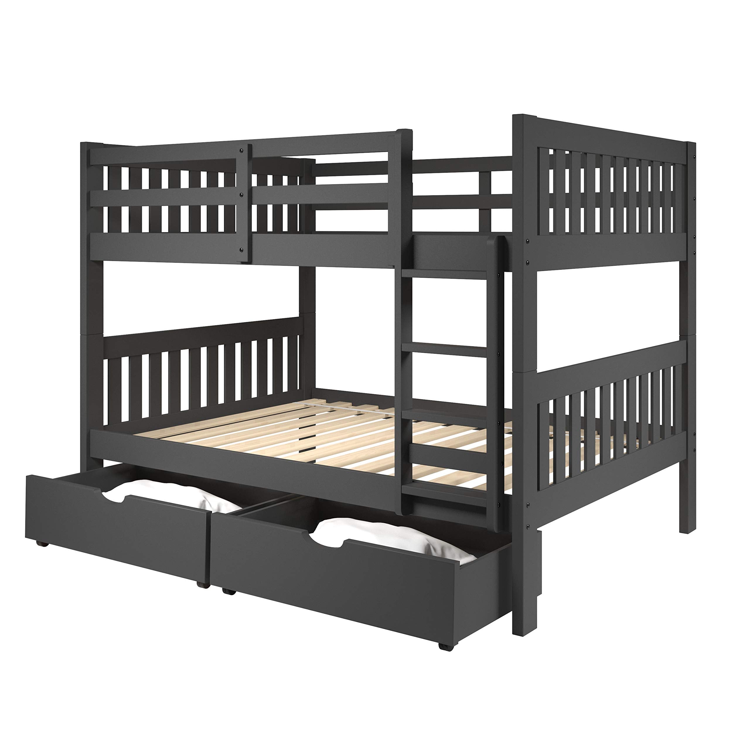 Donco Kids Austin Mission Full Over Full Dark Grey Bunkbed With Dual Underbed Drawers