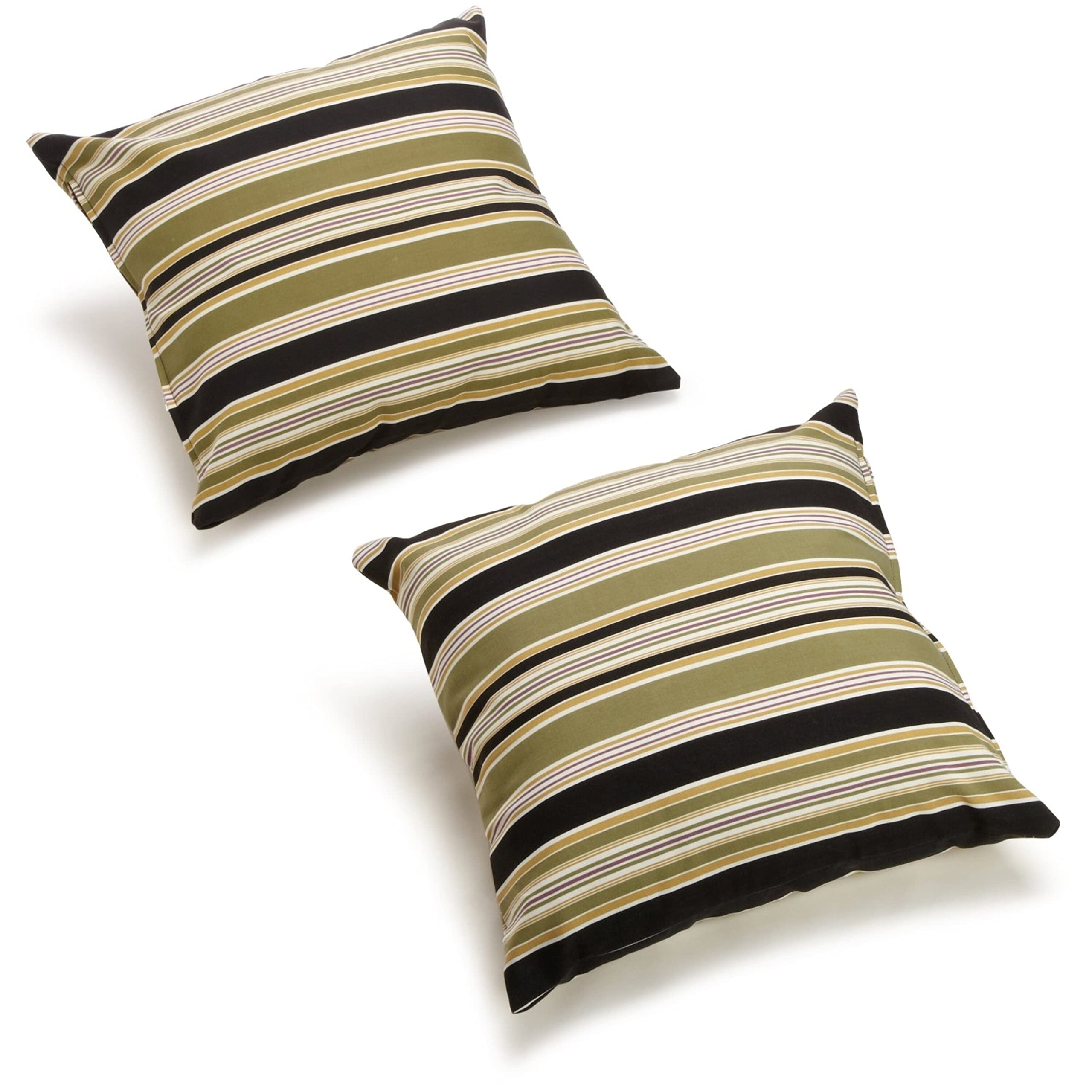 Blazing Needles 9910-S2-Reo-13 Outdoor Throw Pillows (Set Of 2), 17&quot;, Eastbay Onyx