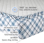 Comfort Spaces Cotton Flannel Breathable Warm Deep Pocket Sheets With Pillow Case Bedding, Cal King, Blue Plaid 4 Piece