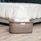 Mind Reader 40L Laundry Basket, Clothes Hamper, Wicker Design, Plastic, 23''L X 14.5''W X 11''H, Set Of 2, Tan