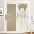Ryb Home Linen Blended French Door Shades Self Adhesive, Privacy Room Darkening Glass Door Window Curtains For Kitchen Patio Door Sidelight Curtain Tie Up Shades, Wide 30 X Long 80 Inch, 1 Pc, Mocha