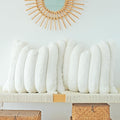 JOJUSIS Pack of 2 Faux Fur Plush Decorative Throw Pillow Covers Couch Cushion Case Soft Fluffy Pillowcases Wide Stripe (White, 2
