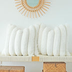 JOJUSIS Pack of 2 Faux Fur Plush Decorative Throw Pillow Covers Couch Cushion Case Soft Fluffy Pillowcases Wide Stripe (White, 2