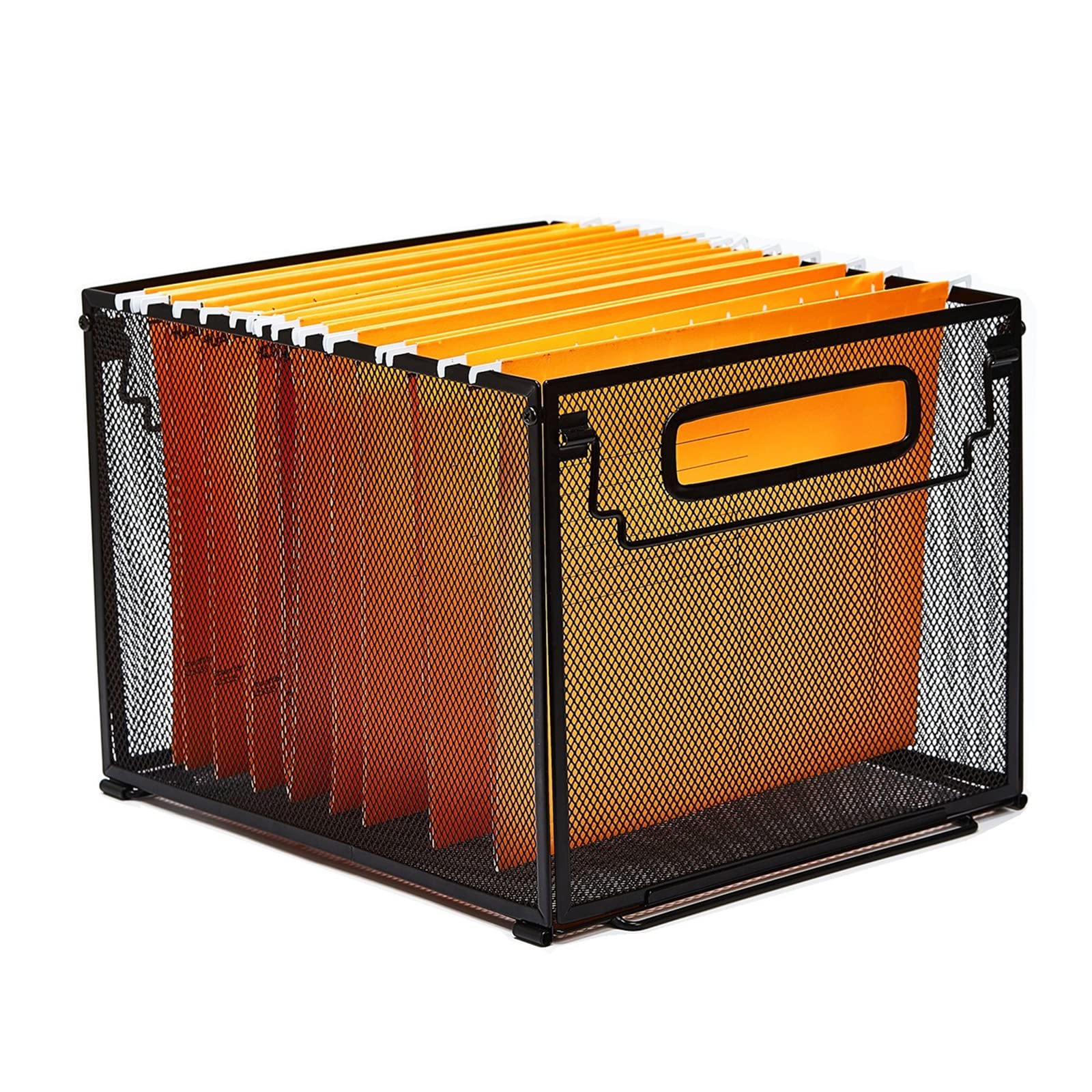 Settfrfe Letter-Size Hanging File Folder Organizer,Metal Filing Crate,File Basket For Hanging File,Black (Mesh Metal)