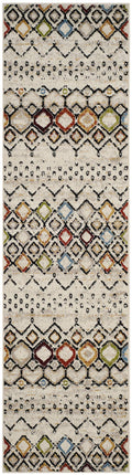 SAFAVIEH Amsterdam Collection Runner Rug - 2'3'' x 8', Ivory & Multi, Moroccan Boho Design, Non-Shedding & Easy Care, Ideal for 