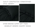 Chezmoi Collection Nora Black Comforter Set Full Size 3-Piece Fluffy Soft Lightweight Bedding Ruffled Edge Trim Stone-Washed Mic