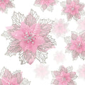 24 Pieces Christmas Glitter Poinsettia Flowers Layered Artificial Xmas Flowers Wedding Christmas Tree New Year Ornaments (Pink)