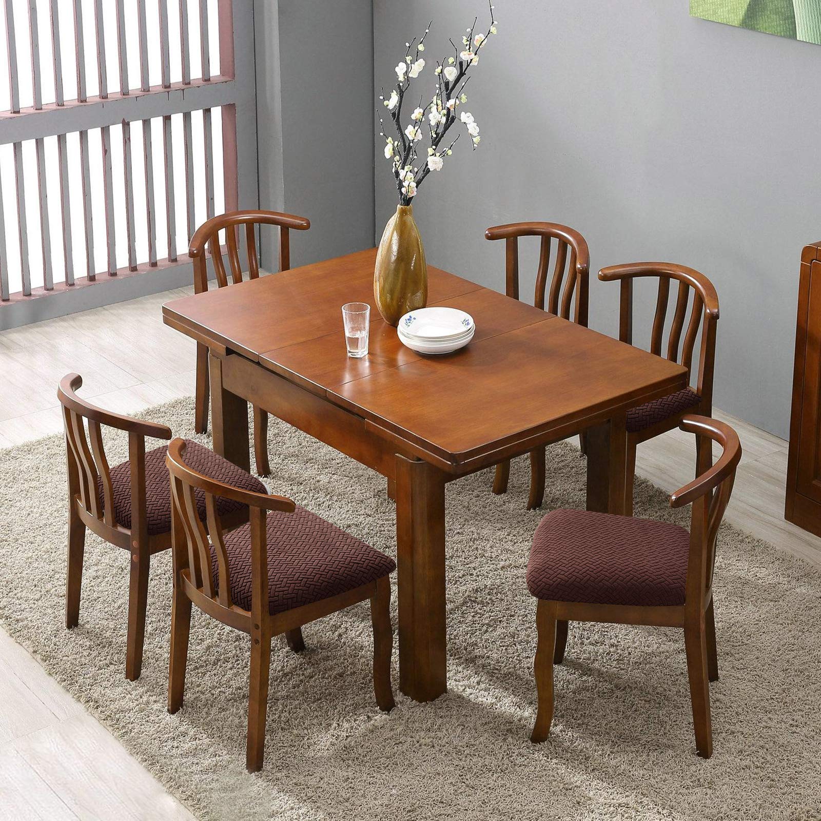 Genina Seat Covers For Dining Room Chair Seat Slipcovers Kitchen Chair Covers (Chocolate, 2 Pcs)